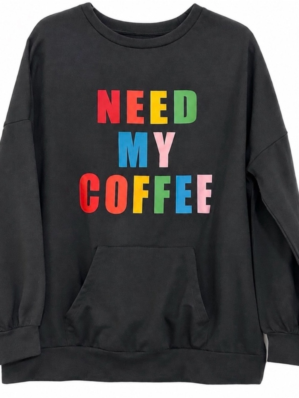 Black 'Need My Coffee' Graphic Pullover Sweatshirt - Picture 3 of 3